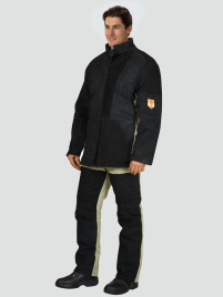 Костюм сварщика зимний комб.2 кл.з. NEW (тк.Брезент,550/Спилок S=2,3),черный/беж